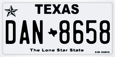 TX license plate DAN8658