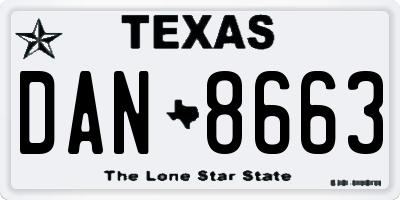 TX license plate DAN8663