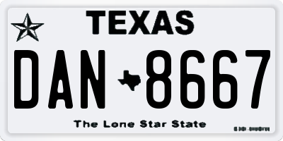 TX license plate DAN8667