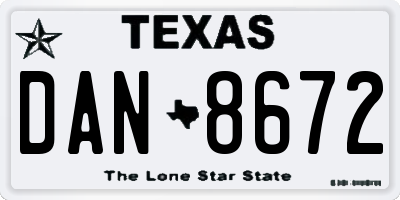 TX license plate DAN8672
