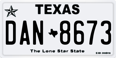 TX license plate DAN8673