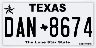 TX license plate DAN8674