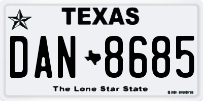 TX license plate DAN8685