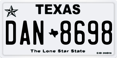 TX license plate DAN8698