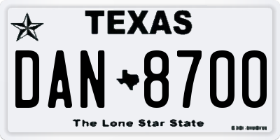 TX license plate DAN8700