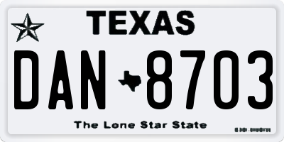 TX license plate DAN8703