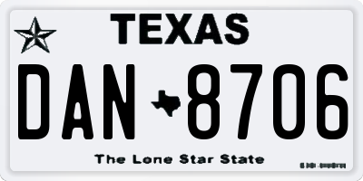TX license plate DAN8706