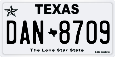 TX license plate DAN8709