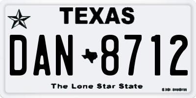 TX license plate DAN8712