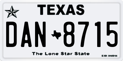 TX license plate DAN8715