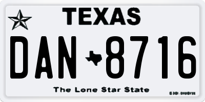 TX license plate DAN8716