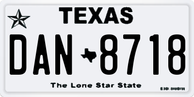 TX license plate DAN8718