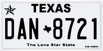 TX license plate DAN8721