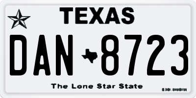 TX license plate DAN8723