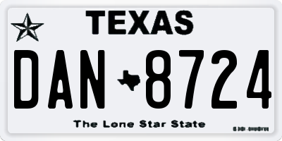 TX license plate DAN8724