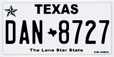 TX license plate DAN8727