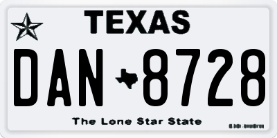 TX license plate DAN8728