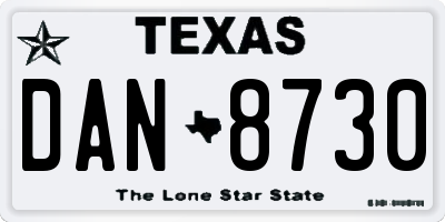 TX license plate DAN8730