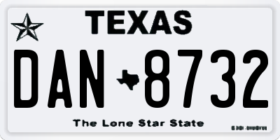 TX license plate DAN8732