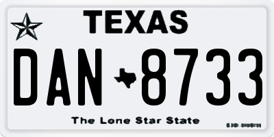 TX license plate DAN8733