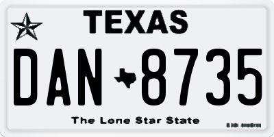 TX license plate DAN8735