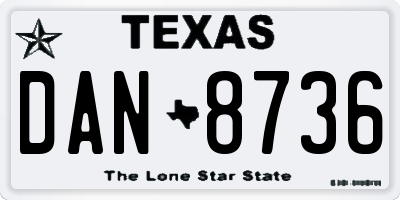TX license plate DAN8736