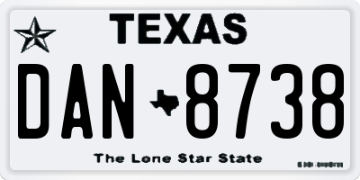 TX license plate DAN8738