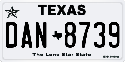 TX license plate DAN8739