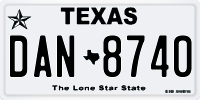 TX license plate DAN8740
