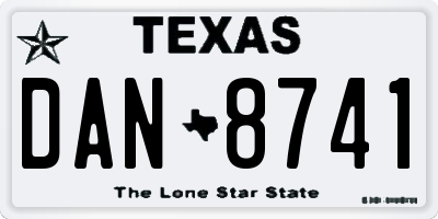 TX license plate DAN8741