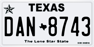 TX license plate DAN8743