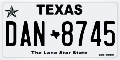 TX license plate DAN8745