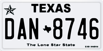 TX license plate DAN8746