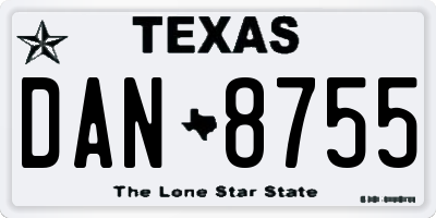 TX license plate DAN8755