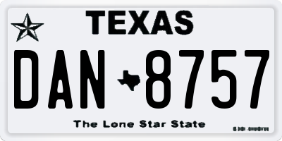 TX license plate DAN8757