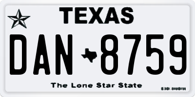 TX license plate DAN8759