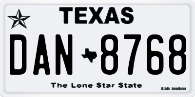 TX license plate DAN8768
