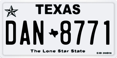 TX license plate DAN8771