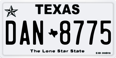 TX license plate DAN8775