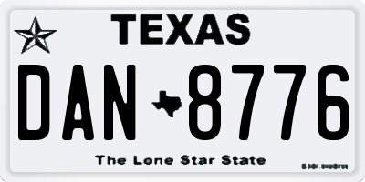TX license plate DAN8776