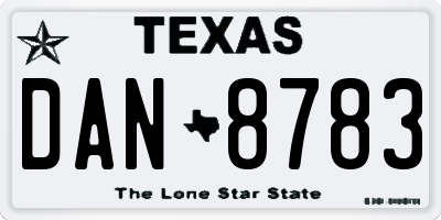 TX license plate DAN8783
