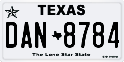 TX license plate DAN8784