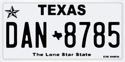 TX license plate DAN8785