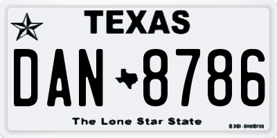 TX license plate DAN8786