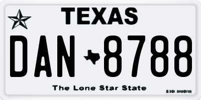 TX license plate DAN8788