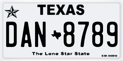 TX license plate DAN8789