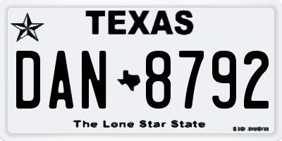 TX license plate DAN8792
