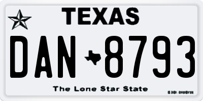 TX license plate DAN8793