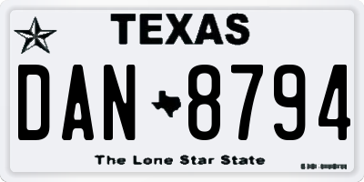TX license plate DAN8794