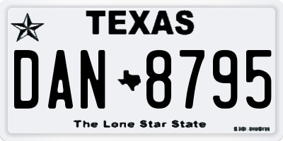 TX license plate DAN8795
